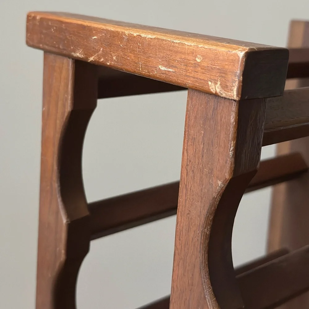 Wooden Wine Rack Mid Century Modern Walnut Wood Bottle Holder - Vermillion